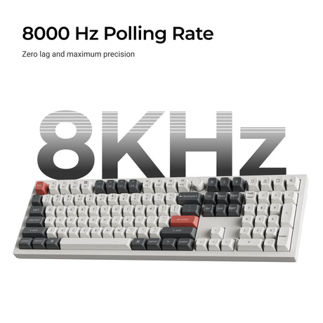 Keychron q6 ultra-m1 8k wireless custom mechanical keyboard (zwart, us lay-out (qwerty), silk pom red, 100%, rgb, hot swap, 8k, 2.4 ghz bluetooth 5.2 usb-c)