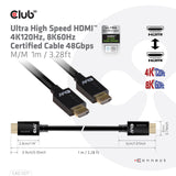 Club 3d gecertificeerde ultra high speed hdmi 2.1 kabel (zwart, 1 meter, 8k)