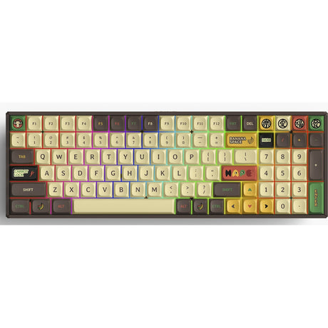 Iqunix f97 happy ape wireless mechanical keyboard (bruin, us lay-out (qwerty), cherry mx red, 96%, rgb leds, hot-swappable, pbt, 2.4ghz | bluetooth 5.1 | usb-c)