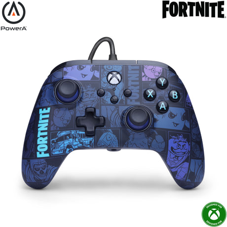 Powera advantage controller met kabel voor de xbox series x|s - fortnite: victory royale (donkerblauw, xbox series x|s, xbox one, pc)