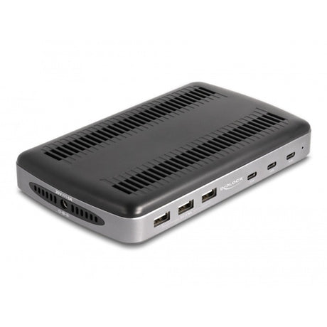 Delock 112w usb oplaadstation met 3x usb-c pd + 3x usb-a (grijs, 3x usb-c, 3x usb-a)