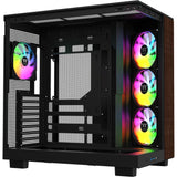 Thermaltake view 380 xl ws argb midi tower behuizing (zwart houtkleur | 2x usb-a | 1x usb-c | rgb | tempered glass)