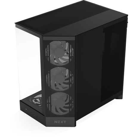 Nzxt h9 flow rgb+ midi tower behuizing (zwart (mat) | 2x usb-a | 1x usb-c | rgb | tempered glass)