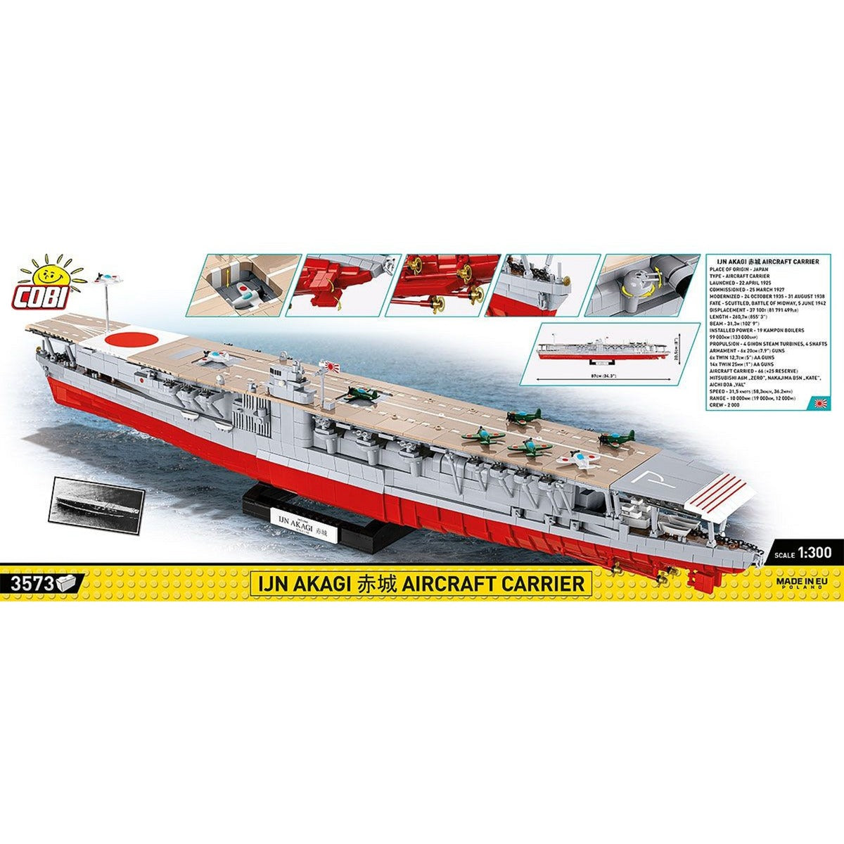 Cobi akagi aircraft carrier constructiespeelgoed (schaal 1:300)