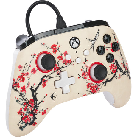 Powera advantage controller met kabel voor de xbox series x|s - warrior's nirvana (magnoliawit, xbox series x|s, xbox one, pc)