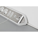 Brennenstuhl ®estilo hoekaansluitdoosstrook met usb laadfunctie 6-weg 4x beschermende contactdozen 2x euro zilver wit