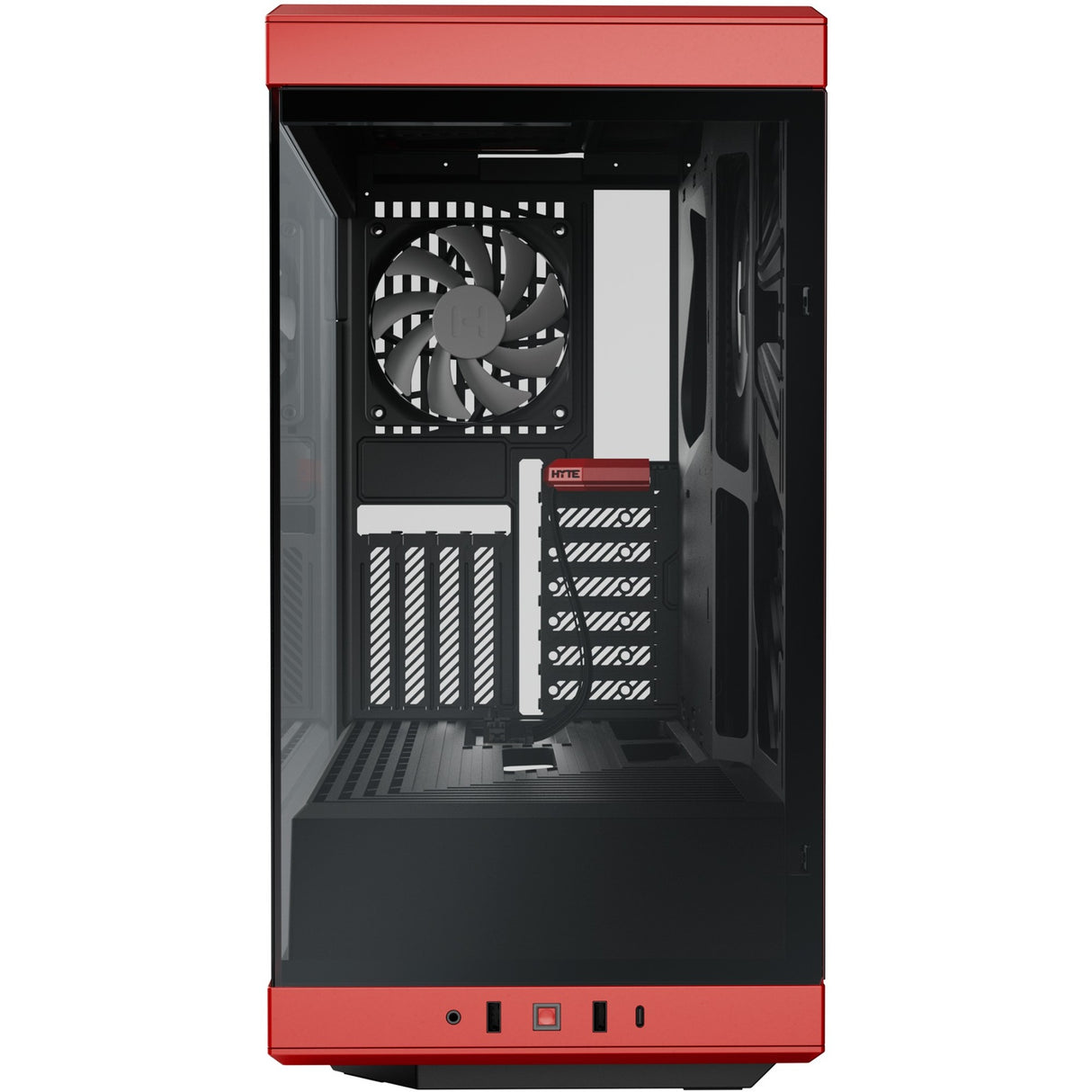 Hyte y40 midi tower behuizing (rood zwart | 2x usb-a | 1x usb-c | tempered glass)