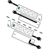 Brennenstuhl primera-tec comfort switch plus 19.500a stekkerdoos met overspanningsbeveiliging 7-voudig zwart 2m h05vv-f 3g1,5 2 permanent, 5 schakelbaar