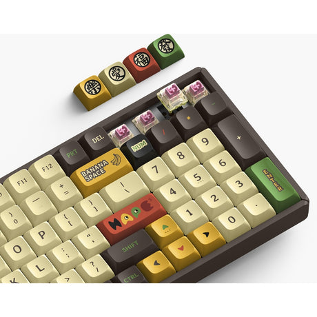 Iqunix f97 happy ape wireless mechanical keyboard (bruin, us lay-out (qwerty), gateron brown, 96%, rgb leds, hot-swappable, pbt, 2.4ghz | bluetooth 5.1 | usb-c)