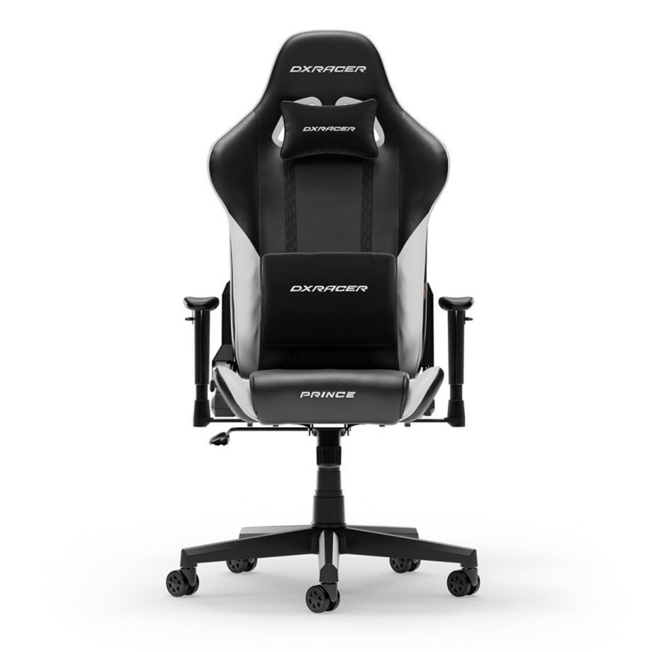 Dxracer prince l black white pvc leather gamestoel (zwart wit)