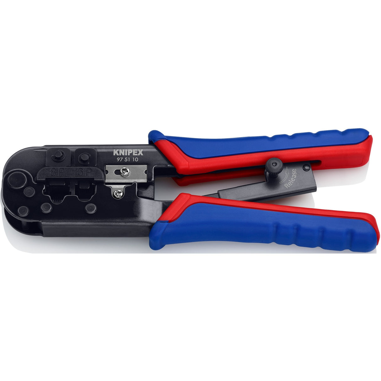 Knipex krimptang 97 51 10 sb (blauw rood, rj-11 12 en rj-45 stekker)