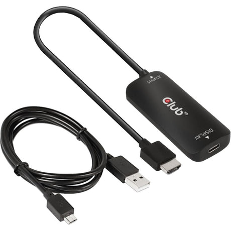 Club 3d hdmi+ micro usb naar usb-c adapter (zwart)