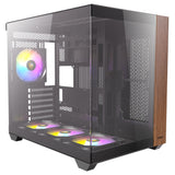 Antec cx800 wood argb midi tower behuizing (zwart houtkleur | 1x usb-a | 1x usb-c | tempered glass)