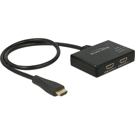 Delock 1x hdmi in > 2x hdmi out hdmi splitter (zwart, 60 centimeter, 4k)