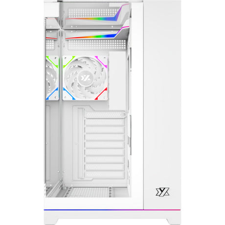 Xyz pc gear tesseract a-rgb midi tower behuizing (wit | 2x usb-a | 1x usb-c | rgb | tempered glass)