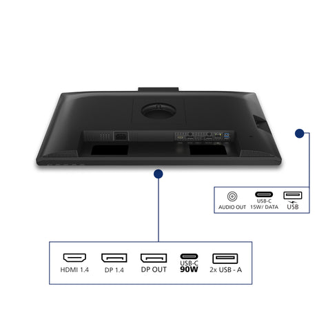Philips 24b2u3301h 00 23.8 monitor (zwart, hdmi, displayport, usb-c, lan, audio, webcam, 120 hz)