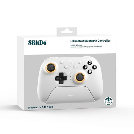 8bitdo ultimate 2 bluetooth controller (wit, pc, switch 2, bluetooth usb-c 2.4 ghz)