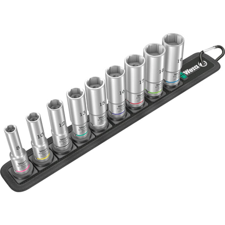 Wera belt b deep 1 doppen set, met 3 8 -aandrijving, 9‑delig dopsleutel (zwart)