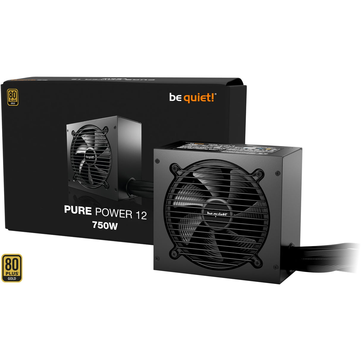 Be quiet! pure power 12 750 watt voeding (zwart, 1x 12v-2x6, 3x pcie)