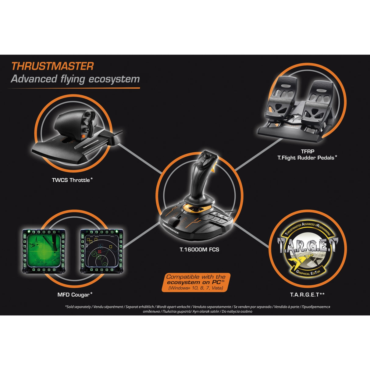 Thrustmaster t.16000m fcs joystick (zwart oranje, pc)