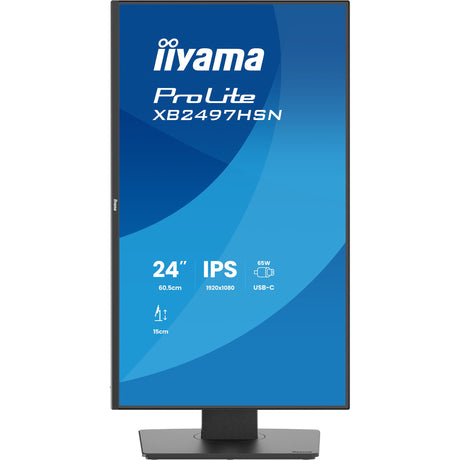Iiyama prolite xb2497hsn-b1 23.8 monitor (zwart (mat), 1x displayport, 1x hdmi, 3x usb-c, 2x usb-a, 1x rj-45)