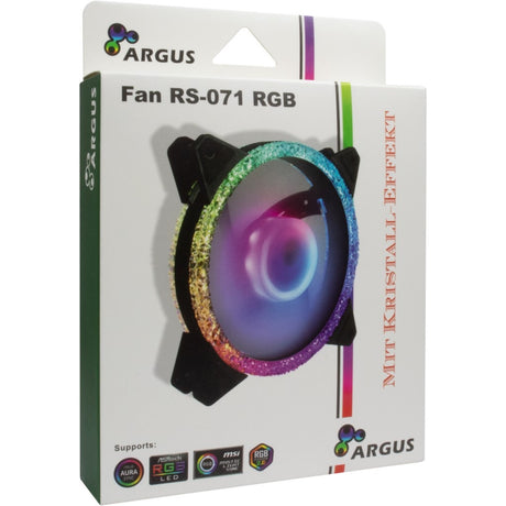 Inter-tech argus rs-071 rgb 120x120x25 case fan (zwart, 120 x 120 x 25 mm, pwm)