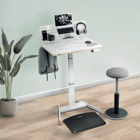 Leitz ergo zit sta bureau elektrisch - verstelbaar in hoogte - klein bureau - met geheugenfunctie - 80 x 60 cm - wit