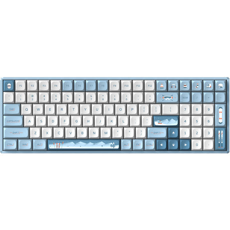 Iqunix f97 wintertide wireless mechanical keyboard (lichtblauw, us lay-out (qwerty), cherry mx silent red, 96%, rgb leds, hot-swappable, pbt, 2.4ghz | bluetooth 5.1 | usb-c)