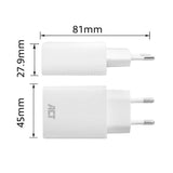 Act connectivity usb-c usb-a lader 65w 3-poorts met power delivery pps, quickcharge en ganfast (wit)