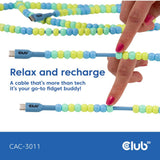 Club 3d usb-c beaded cable blue, 2 meter kabel (blauw)