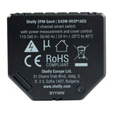 Shelly 2pm gen4 relais (zwart, bluetooth, wifi)