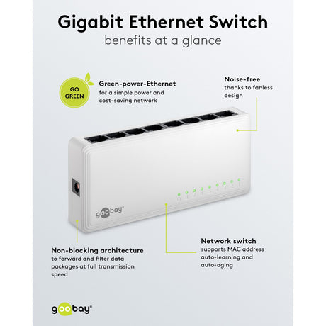 Goobay 8-poort gigabit ethernet switch (wit)