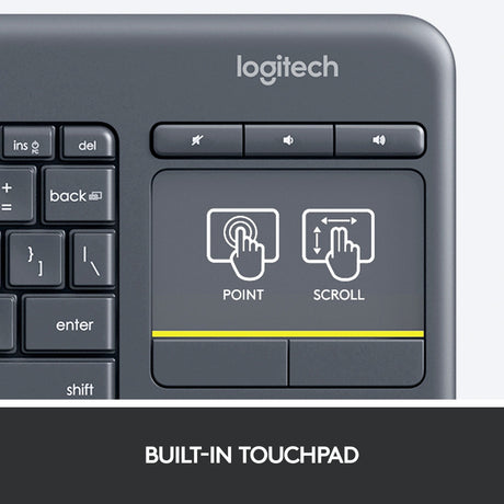 Logitech k400 plus toetsenbord (antraciet, eu lay-out (qwerty))