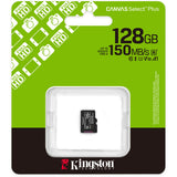 Kingston canvas select plus 128 gb microsdxc geheugenkaart (zwart, uhs-i u1, class 10, v10)