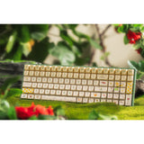 Iqunix f97 floral date rgb mechanisch gaming toetsenbord (groen, us lay-out (qwerty), gateron red, 96%, rgb leds, hot-swappable, pbt, 2.4ghz | bluetooth 5.1 | usb-c)