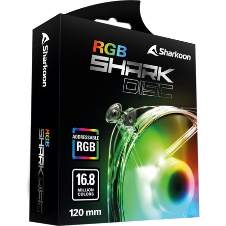 Sharkoon shark disc rgb case fan (transparant, 120 x 120 x 25 mm)