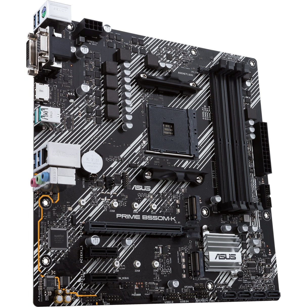 Asus prime b550m-k socket am4 moederbord (zwart wit, raid, gb-lan, sound, µatx)