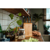 Fiskars functional form bamboe messenblok met 3 messen (meerkleurig, japans roestvrij staal | handvat met softgrip)