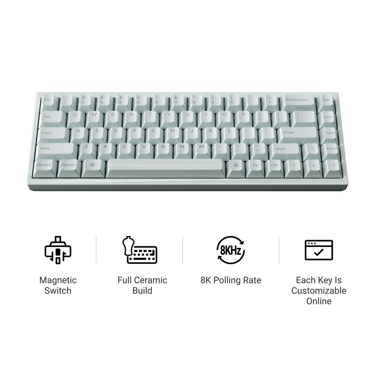 Keychron q16 he 8k magnetic switch keyboard (blauw, us lay-out (qwerty), ultra-fast lime, 65%, rgb, hot swap, 8k)