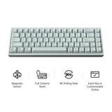 Keychron q16 he 8k magnetic switch keyboard (blauw, us lay-out (qwerty), ultra-fast lime, 65%, rgb, hot swap, 8k)