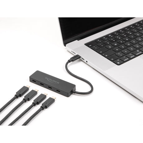 Delock usb 10 gbps usb type-c hub + 4x usb type-c usb-hub (zwart)