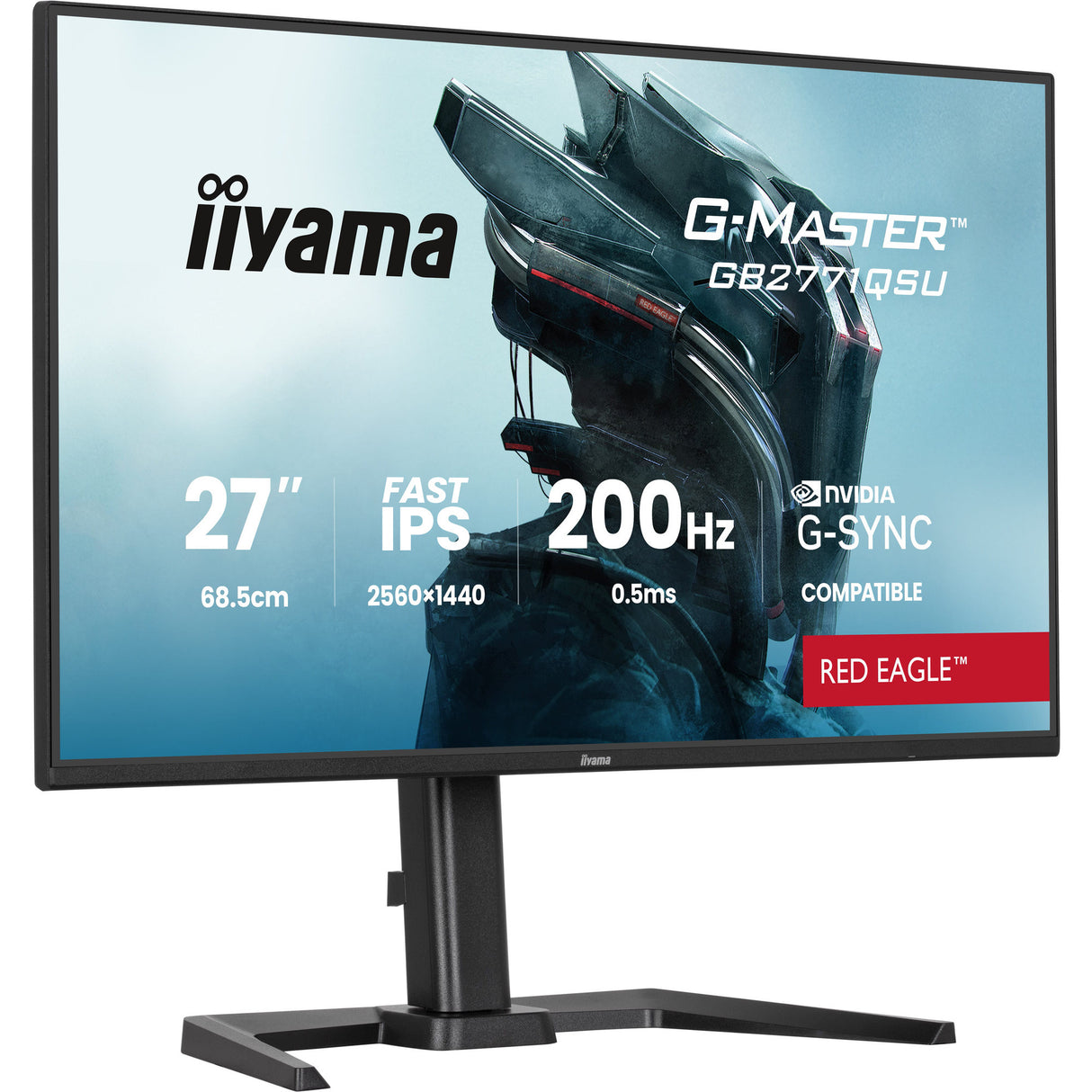 Iiyama g-master red eagle gb2771qsu-b1 27 gaming monitor (zwart, 2x hdmi, displayport, 2x usb-a, 2x usb-c, 200 hz)