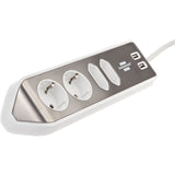 Brennenstuhl ®estilo hoekaansluitdoosstrook met usb laadfunctie 4-weg 2x beschermende contactdozen 2x euro zilver wit