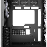 Sharkoon steel shark midi tower behuizing (zwart | 2x usb-a | 1x usb-c | rgb | tempered glass)