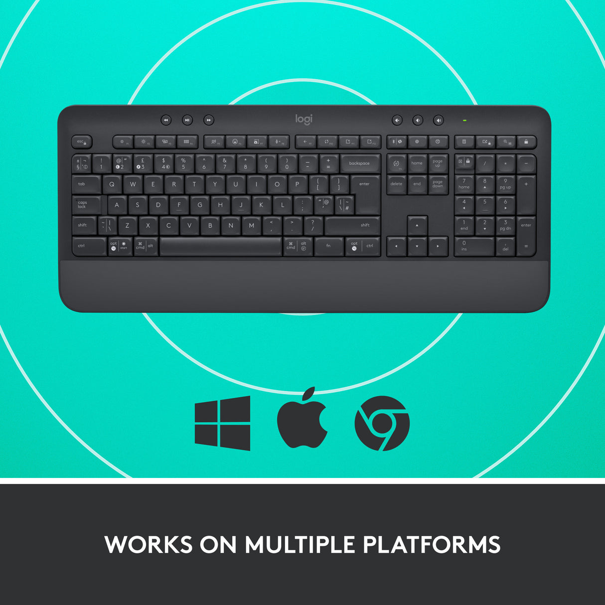 Logitech signature k650 wireless comfort toetsenbord (grafiet, us-international lay-out (qwerty), 100%)