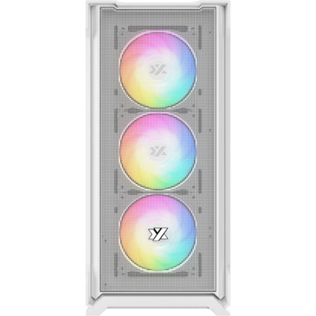 Xyz pc gear airone 300-x mesh midi tower behuizing (wit | 1x usb-a | 1x usb-c | tempered glass)