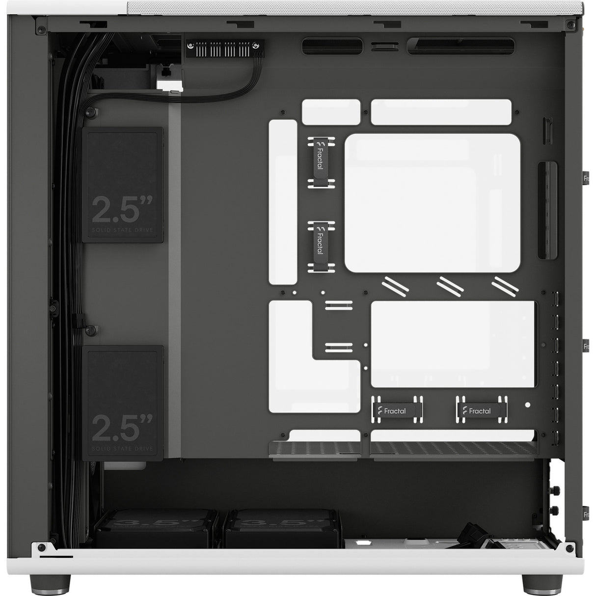 Fractal design north xl rc chalk white tg clear midi tower behuizing (wit houtkleur | 2x usb-a | 1x usb-c | tempered glass)