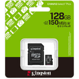 Kingston canvas select plus 128 gb microsdxc geheugenkaart (zwart, uhs-i u1, class 10, v10, incl. sd adapter)