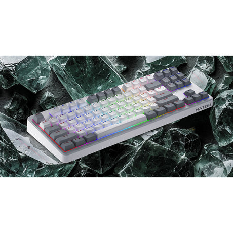 Hator rockfall 3 tkl wireless rgb mechanisch gaming toetsenbord (wit, us lay-out (qwerty), hator aurum orange, 80% (tkl), rgb, pbt keycaps, hotswap, 2.4 ghz bluetooth usb-c)