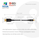 Club 3d usb-c naar displayport dp80 bidirectioneel adapter (zwart, 1 meter, vesa-gecertificeerd)